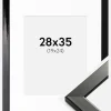 Ramme Uppsala Sort Højblank 28x35 cm - Passepartout Hvid 20x25 cm