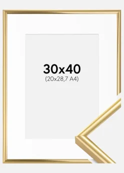 Ramme Victoria Guld 30x40 cm - Passepartout Hvid 21x29,7 cm (A4)