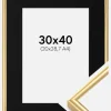 Ramme Victoria Guld 30x40 cm - Passepartout Sort 21x29,7 cm (A4)