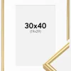 Ramme Victoria Guld 30x40 cm - Passepartout Hvid 20x30 cm
