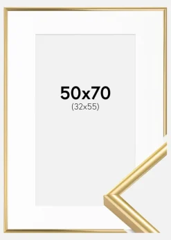 Ramme Victoria Guld 50x70 cm - Passepartout Hvid 33x56 cm