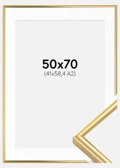 Ramme Victoria Guld 50x70 cm - Passepartout Hvid 42x59,4 cm (A2)