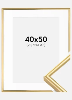 Ramme Victoria Guld 40x50 cm - Passepartout Hvid 29,7x42 cm (A3)