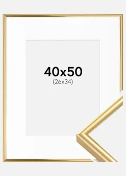 Ramme Victoria Guld 40x50 cm - Passepartout Hvid 27x35 cm