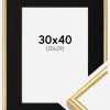 Ramme Victoria Guld 30x40 cm - Passepartout Sort 21x30 cm