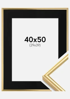 Ramme Victoria Guld 40x50 cm - Passepartout Sort 30x40 cm
