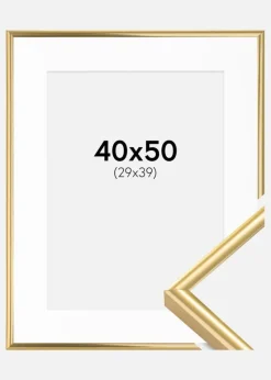 Ramme Victoria Guld 40x50 cm - Passepartout Hvid 30x40 cm