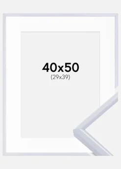Ramme Victoria Hvid 40x50 cm - Passepartout Hvid 30x40 cm