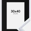 Ramme Victoria Hvid 30x40 cm - Passepartout Sort 20x30 cm