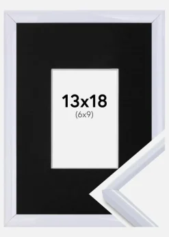 Ramme Victoria Hvid 13x18 cm - Passepartout Sort 7x10 cm