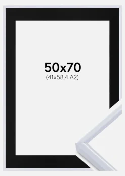 Ramme Victoria Hvid 50x70 cm - Passepartout Sort 42x59,4 cm (A2)