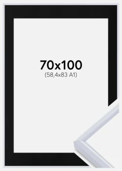 Ramme Victoria Hvid 70x100 cm - Passepartout Sort 59,4x84 cm (A1)
