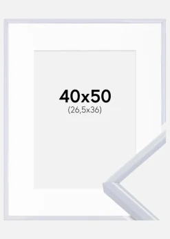 Ramme Victoria Hvid 40x50 cm - Passepartout Hvid 27,5x37 cm