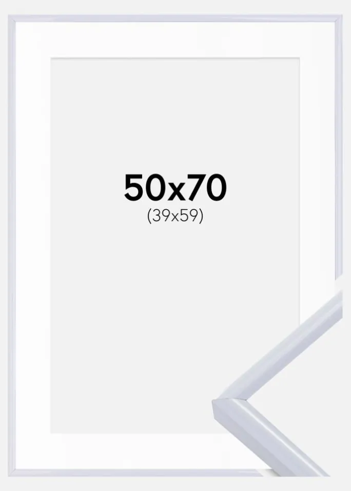 Ramme Victoria Hvid 50x70 cm - Passepartout Hvid 40x60 cm