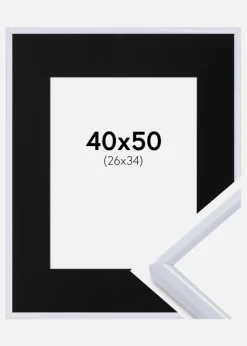 Ramme Victoria Hvid 40x50 cm - Passepartout Sort 27x35 cm