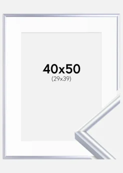 Ramme Victoria Sølv 40x50 cm - Passepartout Hvid 30x40 cm
