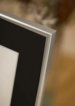 Ramme Victoria Sølv 50x70 cm - Passepartout Sort 42x59,4 cm (A2)