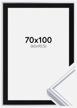 Ramme Victoria Sølv 70x100 cm - Passepartout Sort 61x91,5 cm