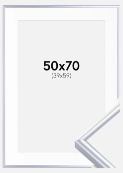 Ramme Victoria Sølv 50x70 cm - Passepartout Hvid 40x60 cm