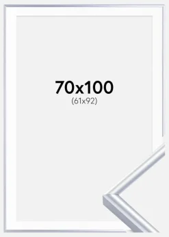 Ramme Victoria Sølv 70x100 cm - Passepartout Hvid 62x93 cm