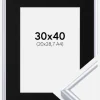 Ramme Victoria Sølv 30x40 cm - Passepartout Sort 21x29,7 cm (A4)