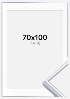 Ramme Victoria Sølv 70x100 cm - Passepartout Hvid 62x85 cm
