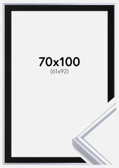 Ramme Victoria Sølv 70x100 cm - Passepartout Sort 62x93 cm
