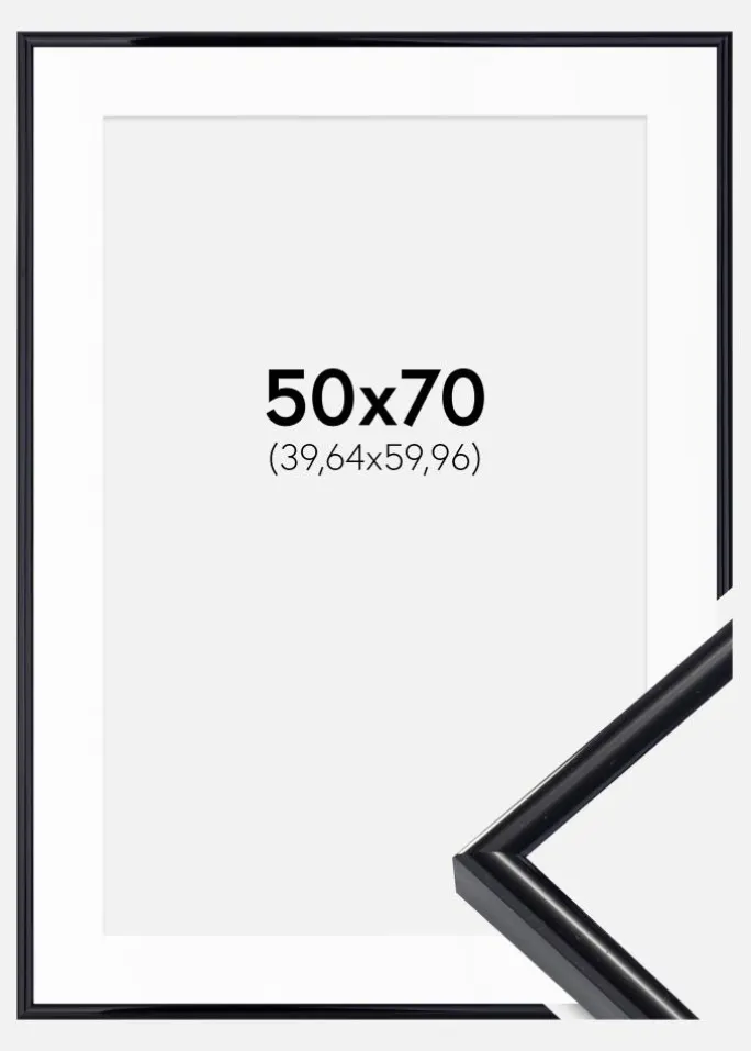 Ramme Victoria Sort 50x70 cm - Passepartout Hvid 16x24 inches