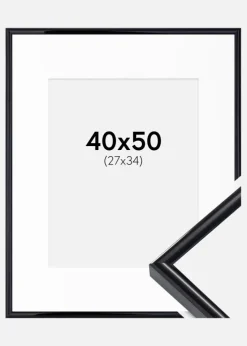 Ramme Victoria Sort 40x50 cm - Passepartout Hvid 28x35 cm