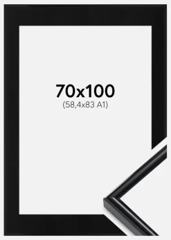 Ramme Victoria Sort 70x100 cm - Passepartout Sort 59,4x84 cm (A1)