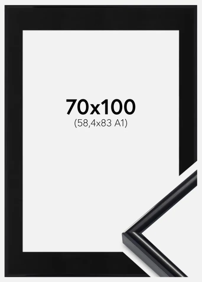 Ramme Victoria Sort 70x100 cm - Passepartout Sort 59,4x84 cm (A1)