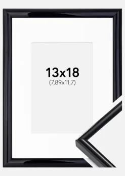 Ramme Victoria Sort 13x18 cm - Passepartout Hvid 3,5x5 inches