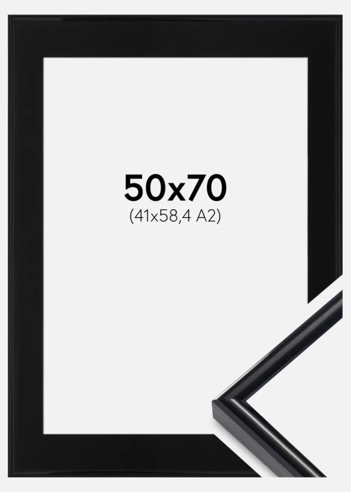 Ramme Victoria Sort 50x70 cm - Passepartout Sort 42x59,4 cm (A2)