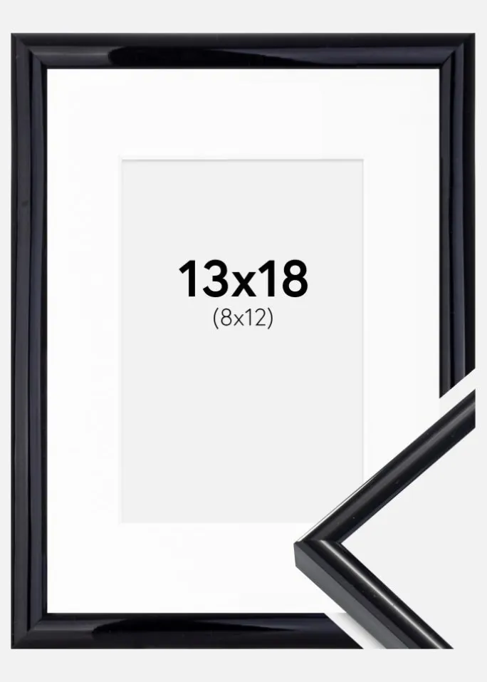 Ramme Victoria Sort 13x18 cm - Passepartout Hvid 9x13 cm
