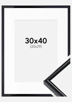 Ramme Victoria Sort 30x40 cm - Passepartout Hvid 21x30 cm