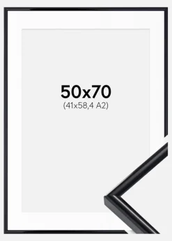 Ramme Victoria Sort 50x70 cm - Passepartout Hvid 42x59,4 cm (A2)