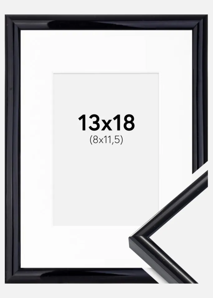 Ramme Victoria Sort 13x18 cm - Passepartout Hvid 9x12 cm