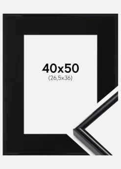 Ramme Victoria Sort 40x50 cm - Passepartout Sort 27,5x37 cm