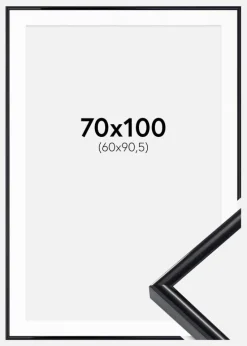 Ramme Victoria Sort 70x100 cm - Passepartout Hvid 61x91,5 cm