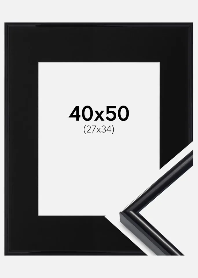 Ramme Victoria Sort 40x50 cm - Passepartout Sort 28x35 cm