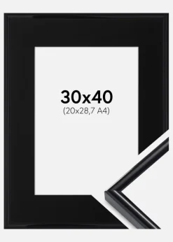 Ramme Victoria Sort 30x40 cm - Passepartout Sort 21x29,7 cm (A4)