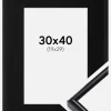Ramme Victoria Sort 30x40 cm - Passepartout Sort 20x30 cm