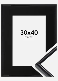 Ramme Victoria Sort 30x40 cm - Passepartout Sort 20x30 cm