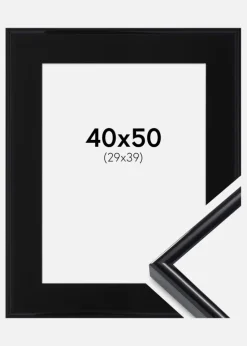 Ramme Victoria Sort 40x50 cm - Passepartout Sort 30x40 cm