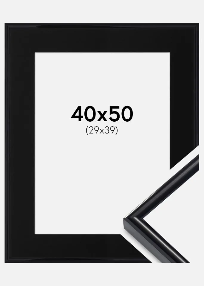 Ramme Victoria Sort 40x50 cm - Passepartout Sort 30x40 cm