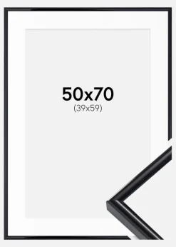 Ramme Victoria Sort 50x70 cm - Passepartout Hvid 40x60 cm