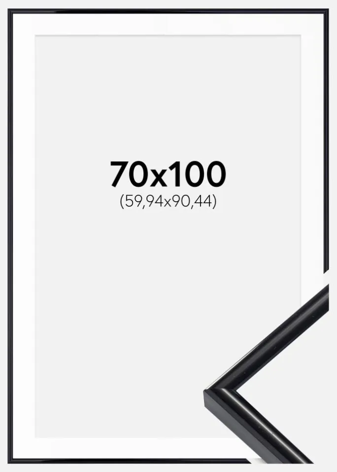 Ramme Victoria Sort 70x100 cm - Passepartout Hvid 24x36 inches