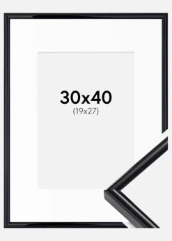 Ramme Victoria Sort 30x40 cm - Passepartout Hvid 20x28 cm