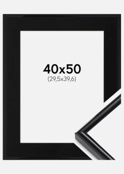 Ramme Victoria Sort 40x50 cm - Passepartout Sort 12x16 inches