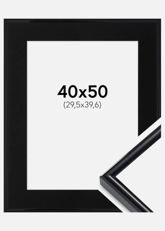 Ramme Victoria Sort 40x50 cm - Passepartout Sort 12x16 inches